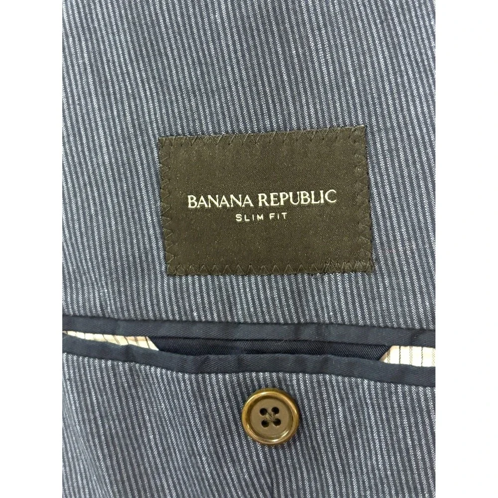 NEW Banana Republic 44R Blue Stripe Slim Stretch Cotton Blazer Jacket Sport Coat